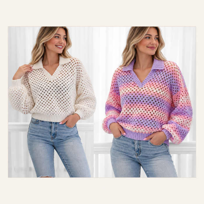 Adeline Polo Sweater Crochet Pattern