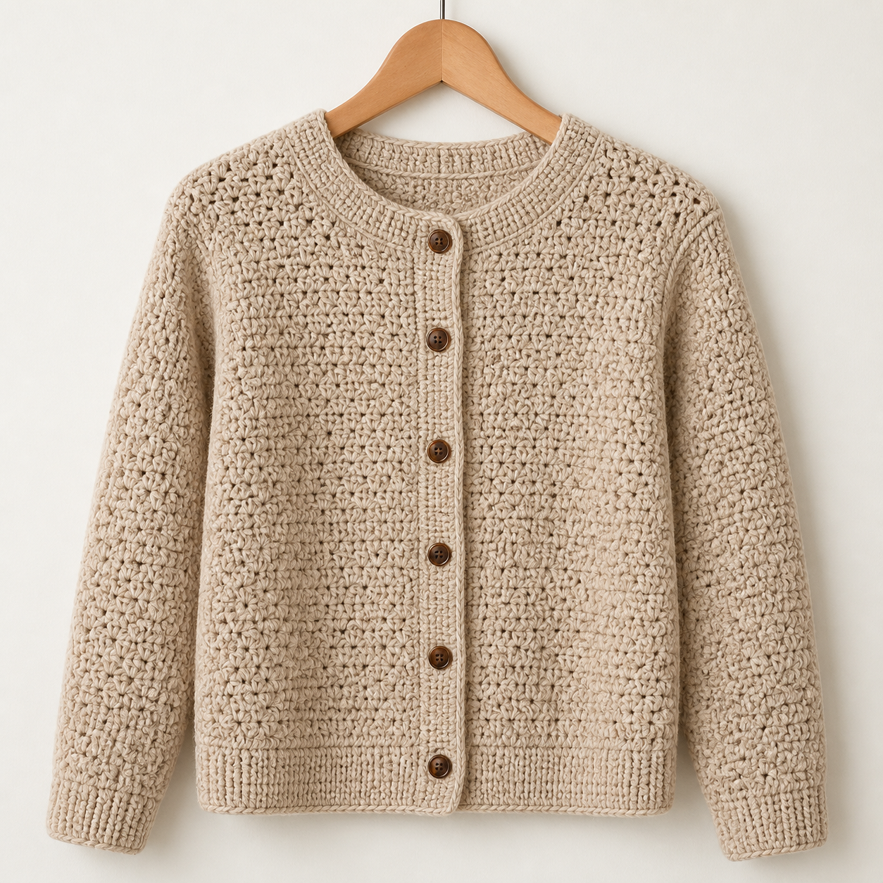 Classic Crew Neck Cardigan Crochet Pattern