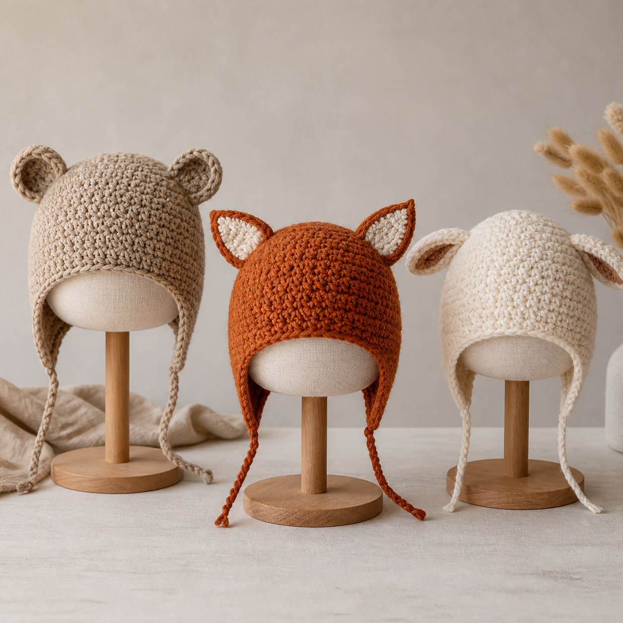 Children's Animal Hat Set Crochet Pattern