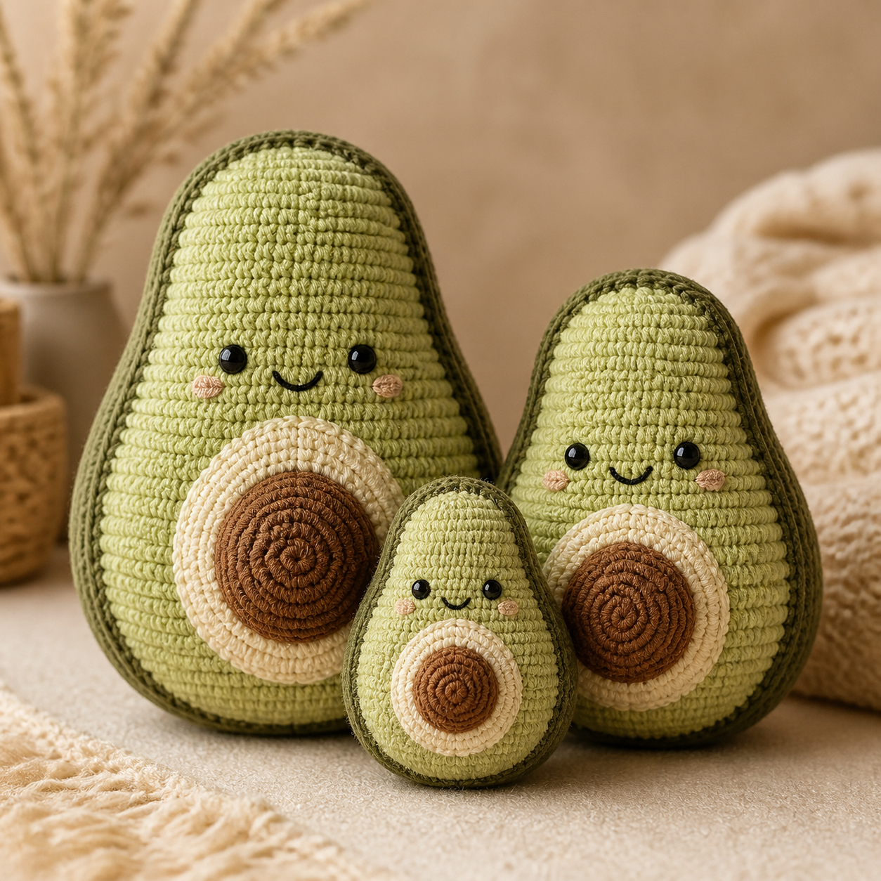 Avocado Family Amigurumi Crochet Pattern