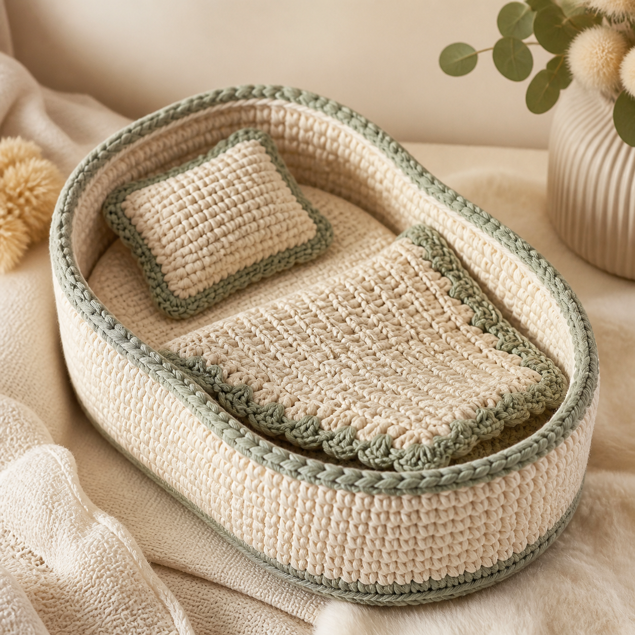 Miniature Baby Bed and Pillow Crochet Pattern