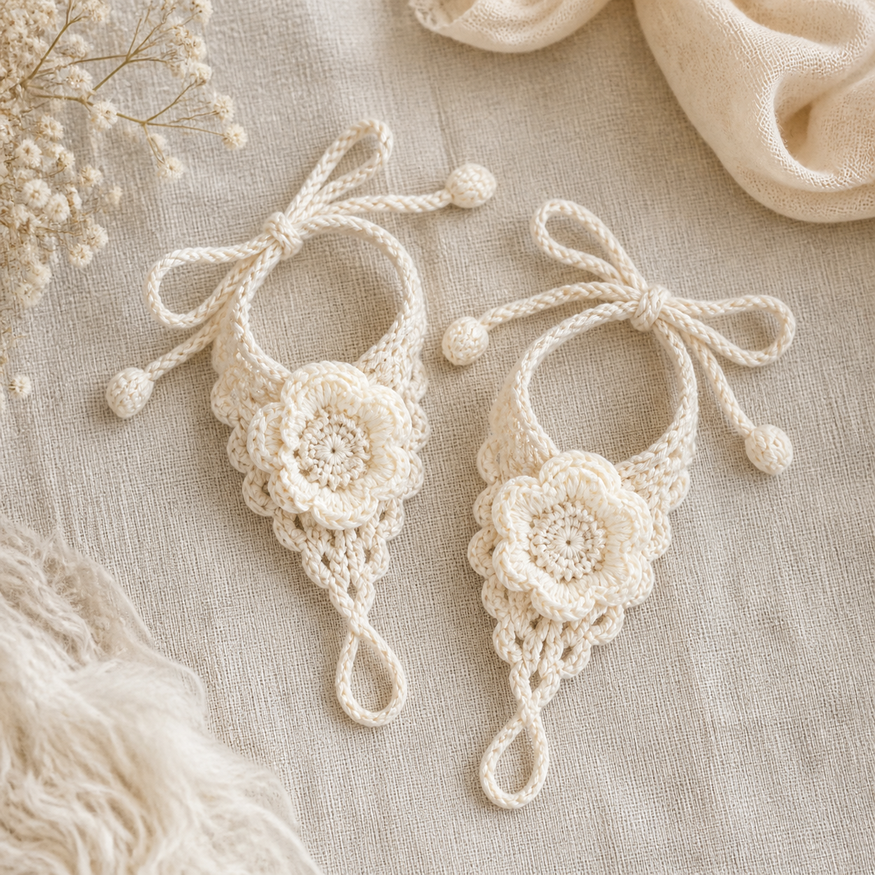 Floral Baby Barefoot Sandals Crochet Pattern
