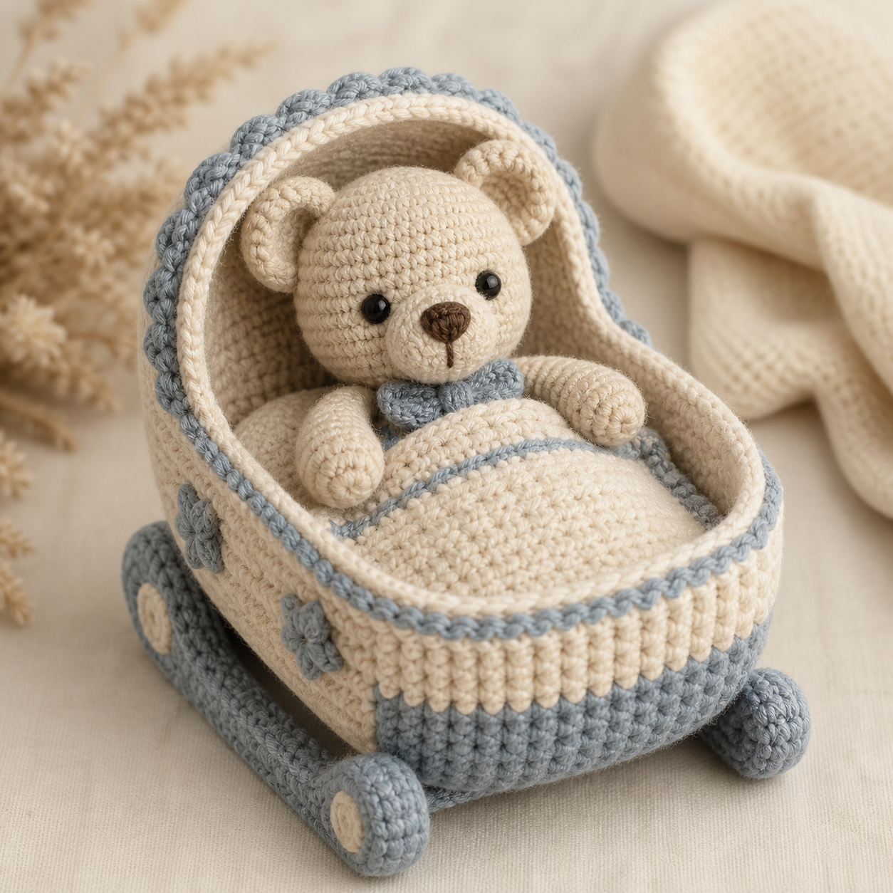 Teddy Bear Cradle Crochet Pattern
