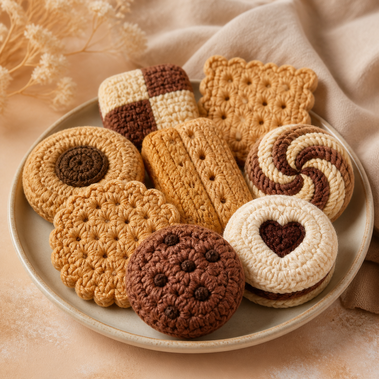 Crochet Biscuit Play Food Pattern