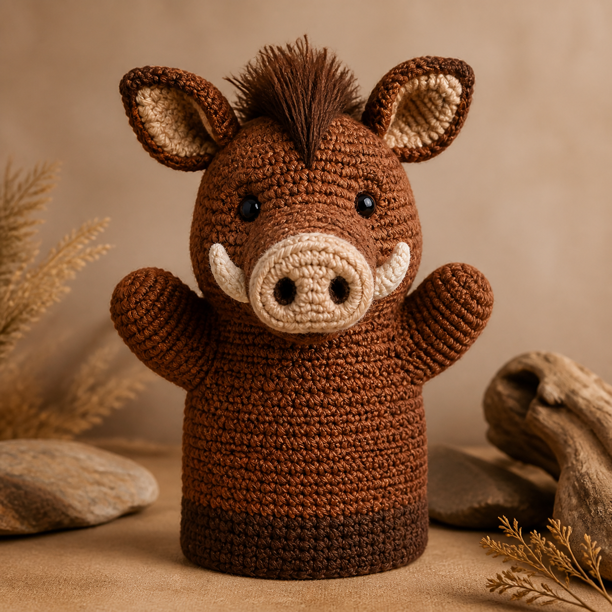 Boar Hand Puppet Crochet Pattern