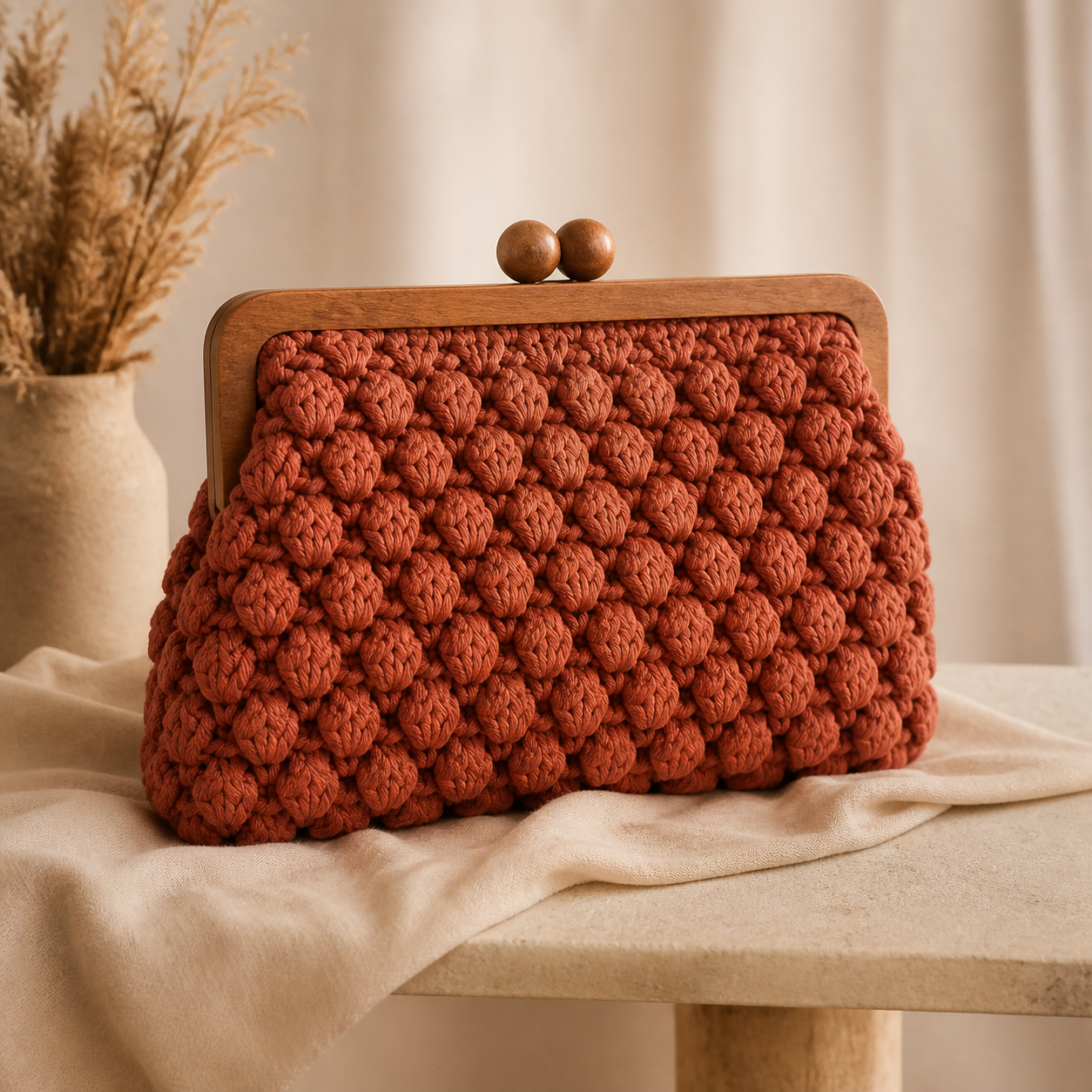Bobble Stitch Clutch Crochet Pattern