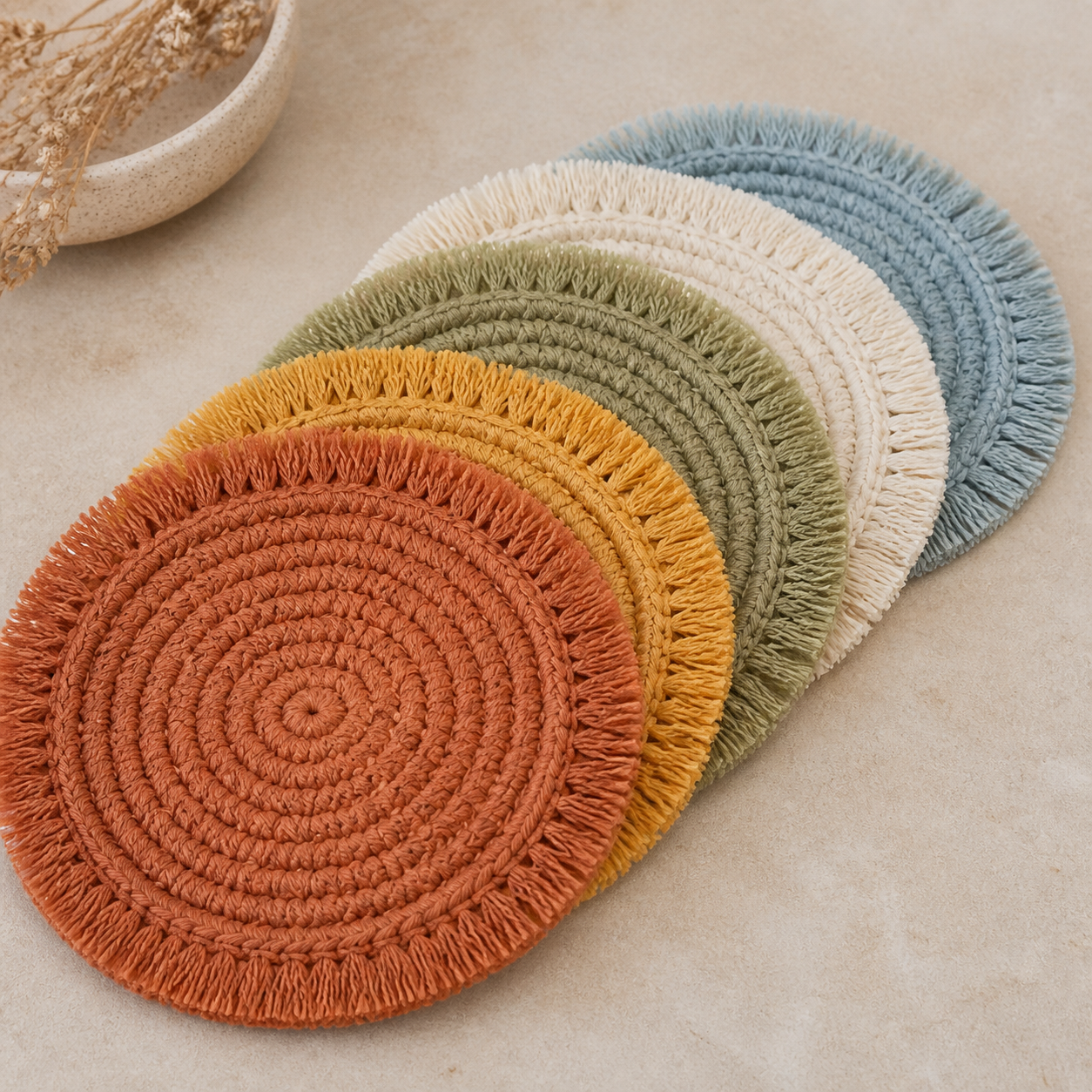 Circular Boho Coaster Set Crochet Pattern