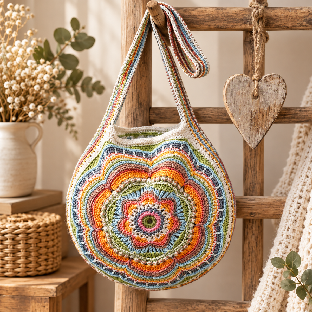 Generated product image - Boho Flower Crossbody Bag