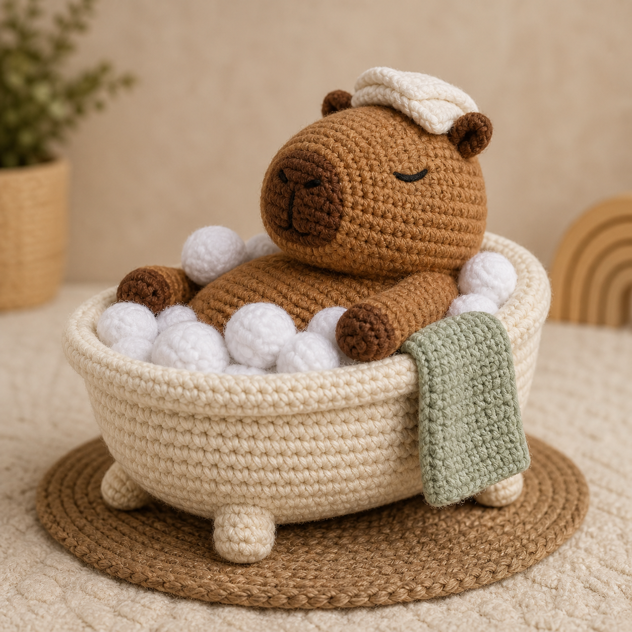 Capybara Bath Amigurumi Crochet Pattern