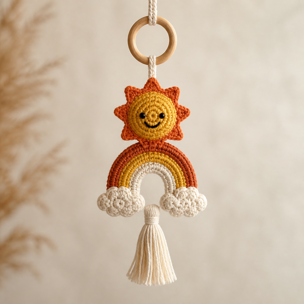 Sun and Rainbow Car Ornament Crochet Pattern