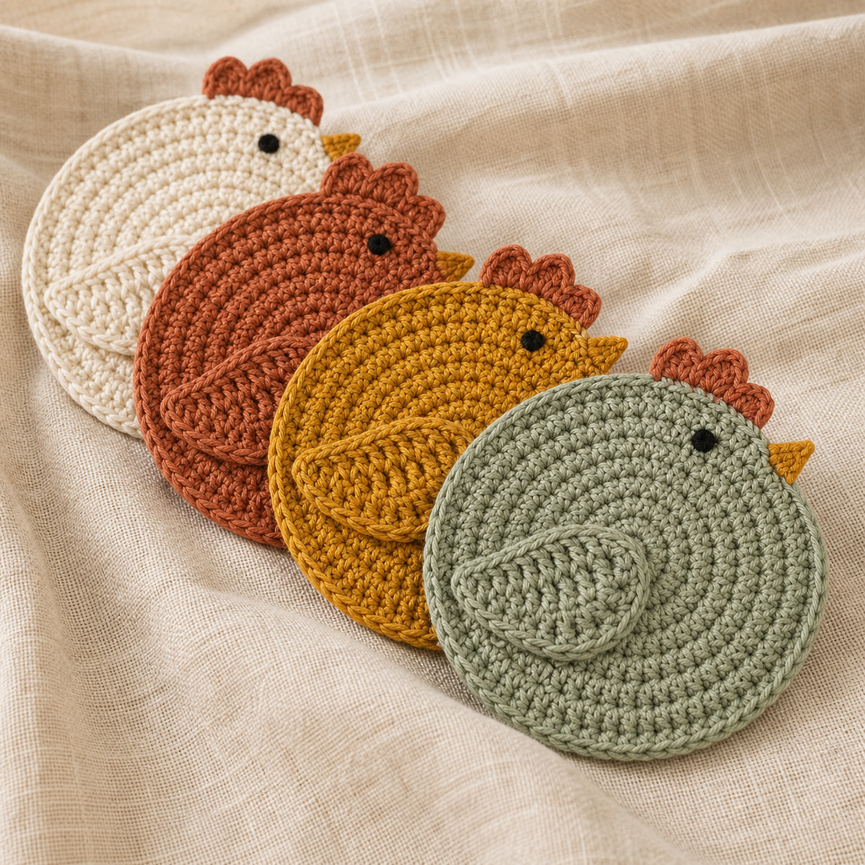 Chicken Coaster Crochet Pattern