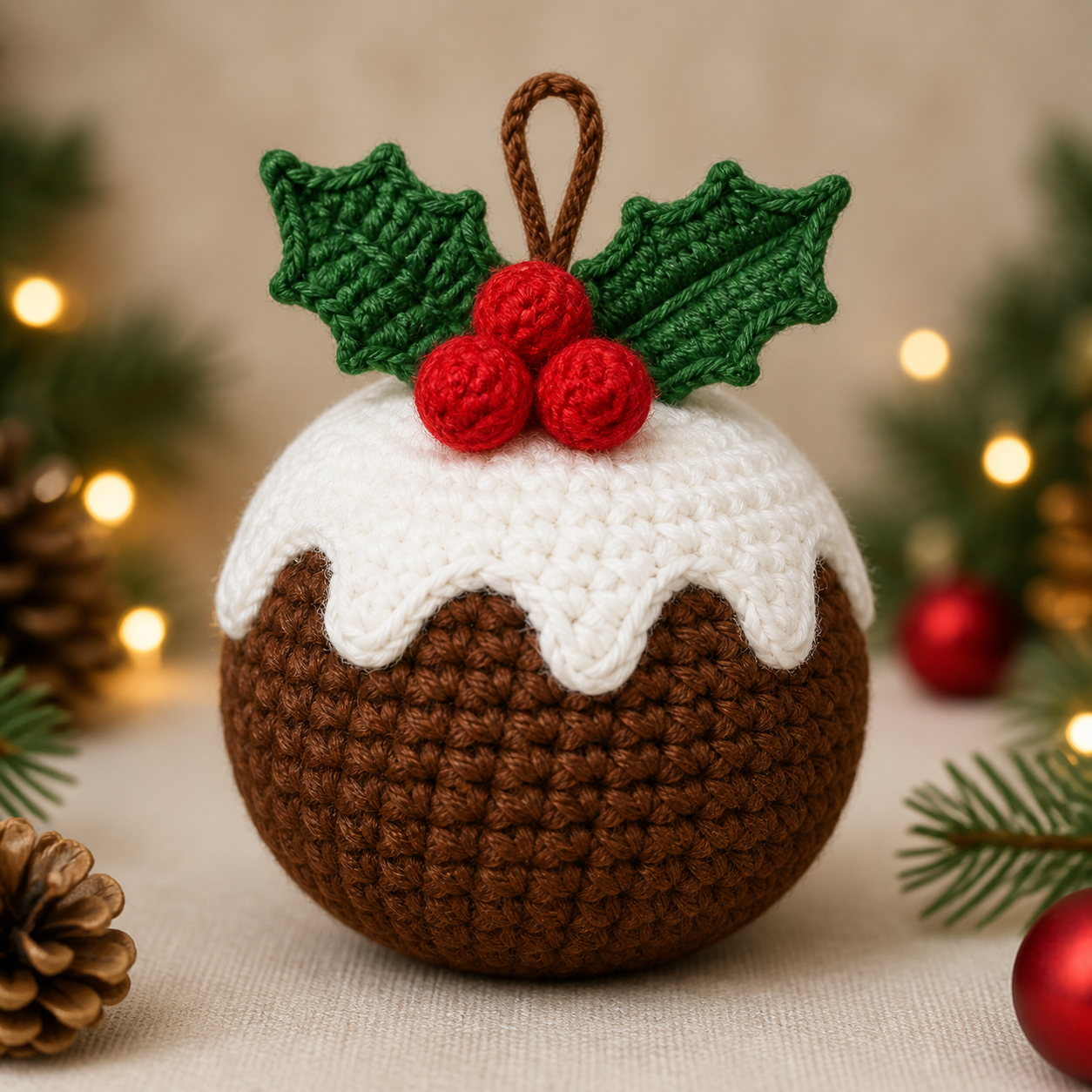 Christmas Pudding Ornament Crochet Pattern