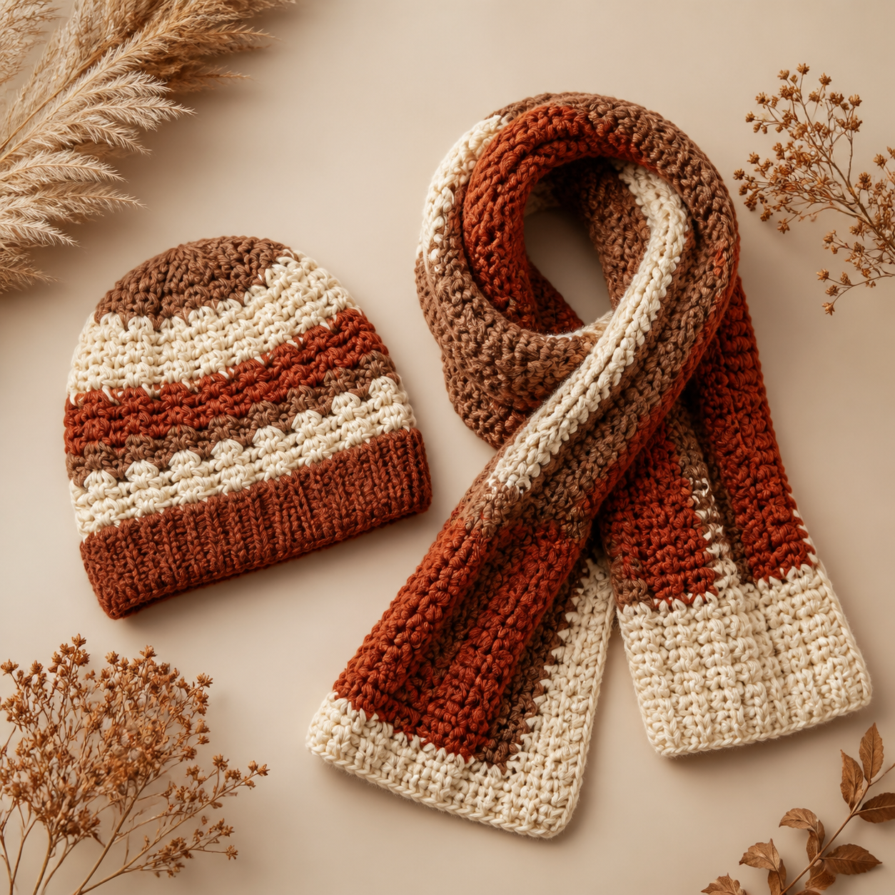 Cinnamon Hat and Scarf Crochet Pattern