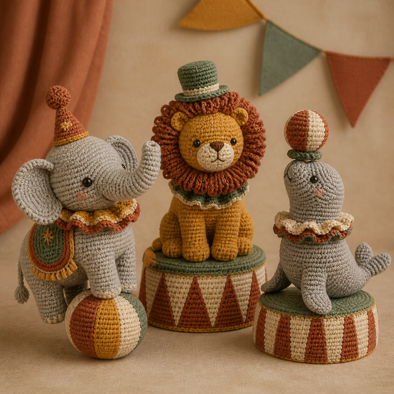 Circus Animal Amigurumi Set Crochet Pattern