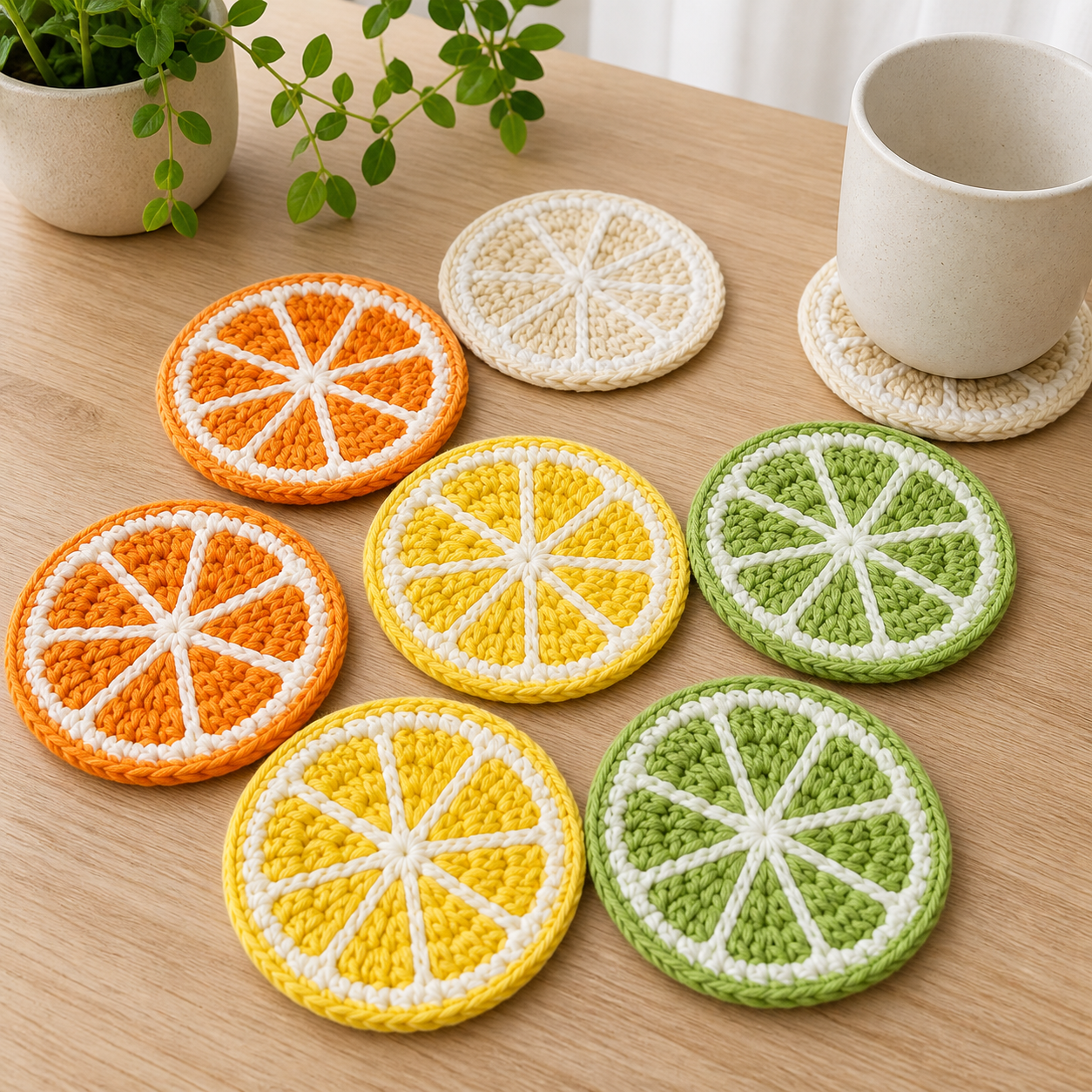Citrus Slice Coaster Set Crochet Pattern