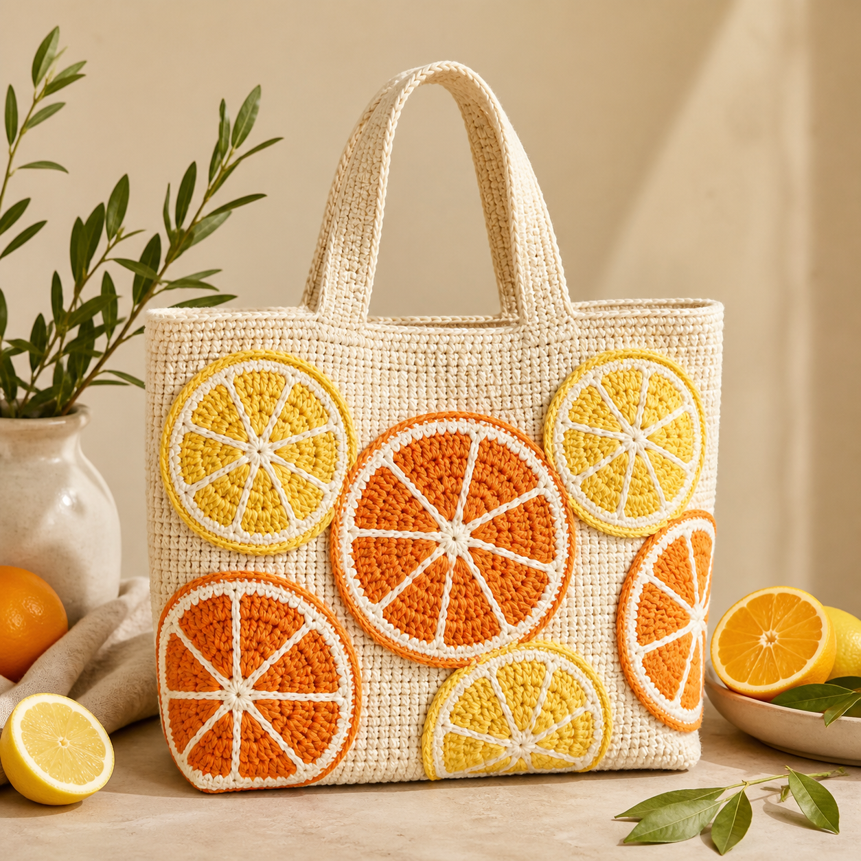 Citrus Slice Tote Bag Crochet Pattern