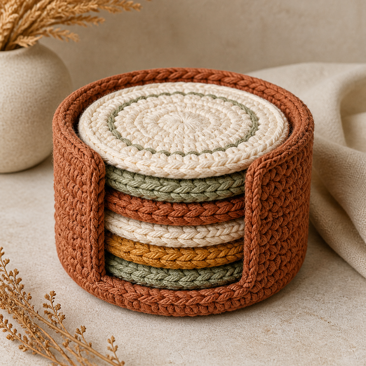 Round Coaster Holder Crochet Pattern