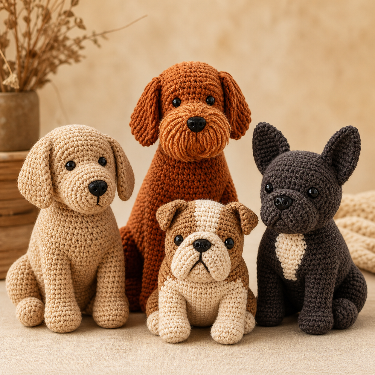 Four Dog Family Amigurumi Crochet Pattern