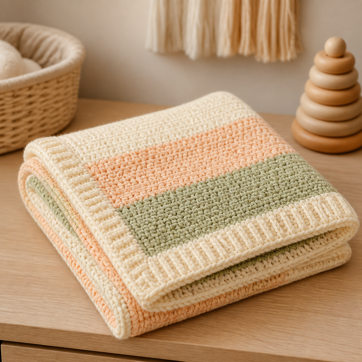 Easy Color Block Baby Blanket Crochet Pattern