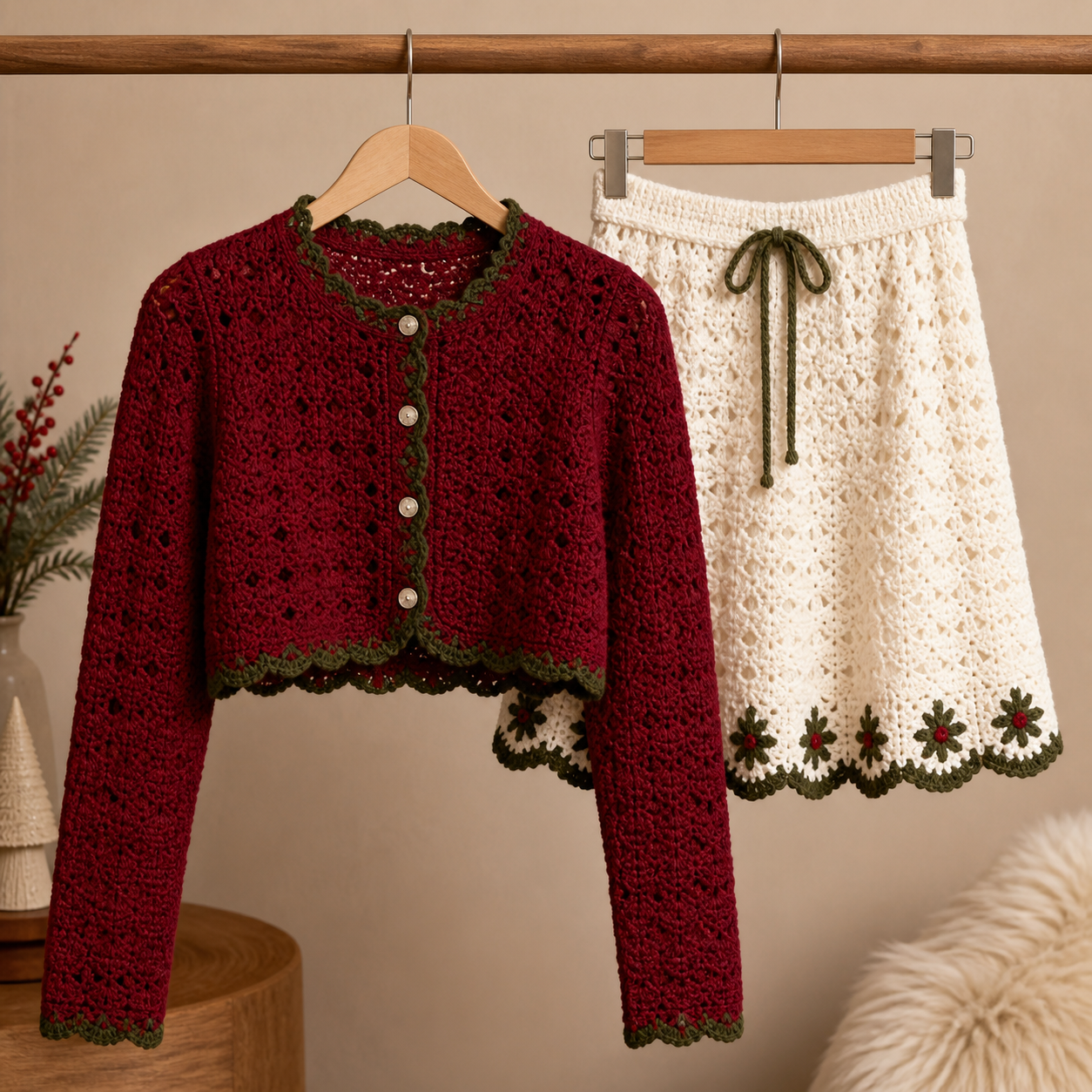 Festive Cardigan and Skirt Set Crochet Pattern