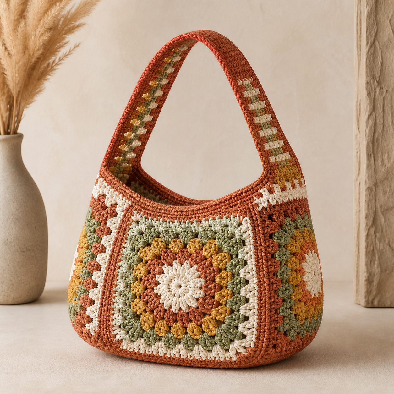 Boho Granny Square Shoulder Bag Crochet Pattern