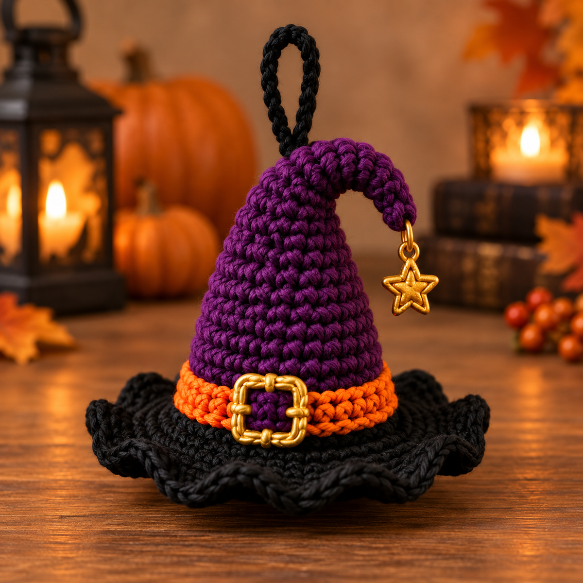 Generated product photo - Mini Witch Hat Ornament Crochet Pattern