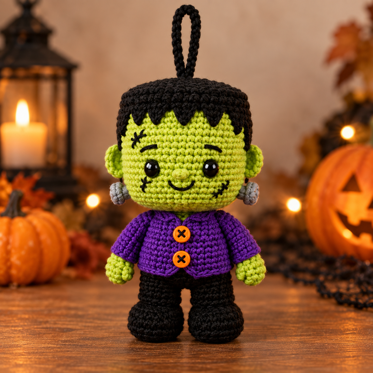 Generated product photo - Mini Frankenstein Ornament Crochet Pattern