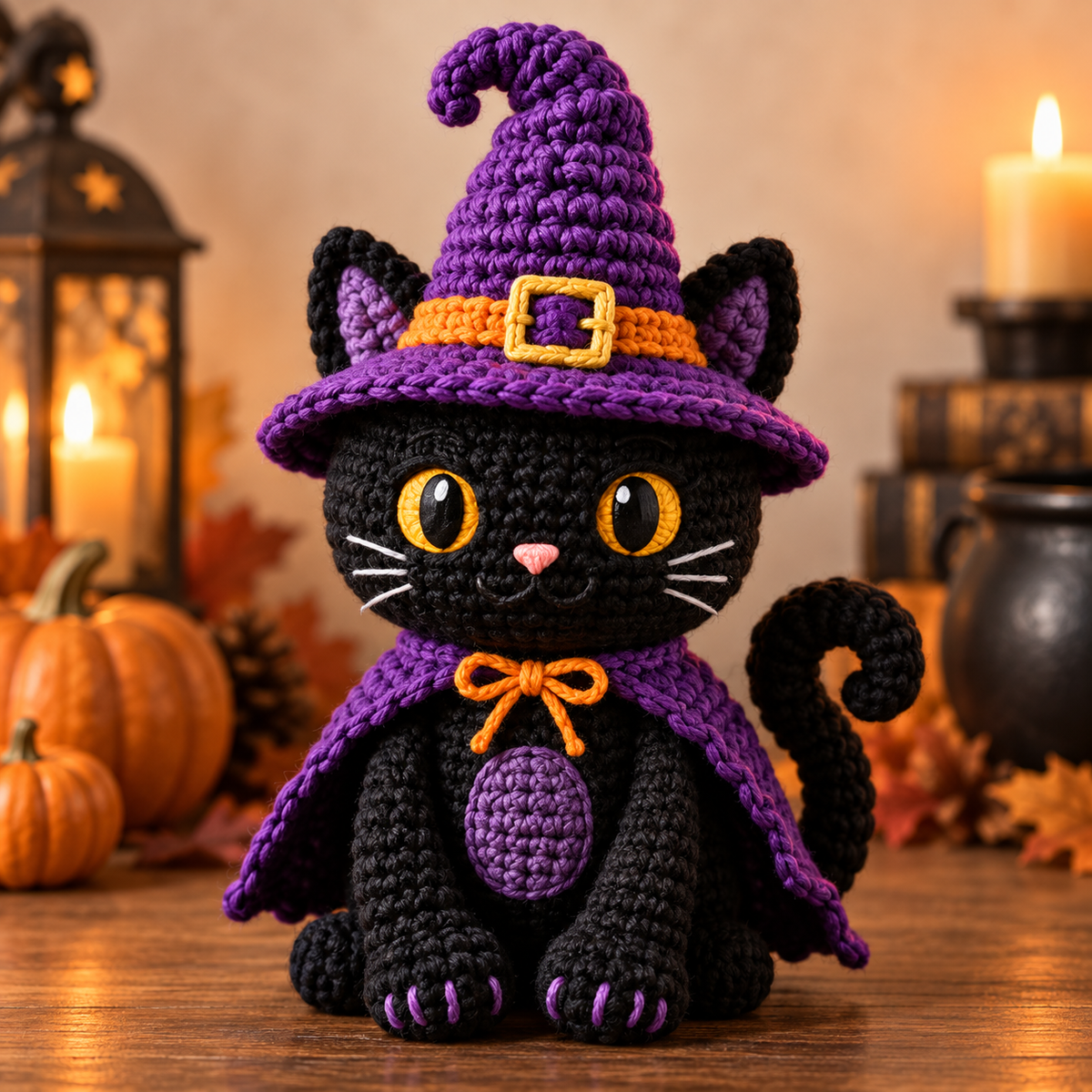 Generated product photo - Black Cat Witch Crochet Pattern