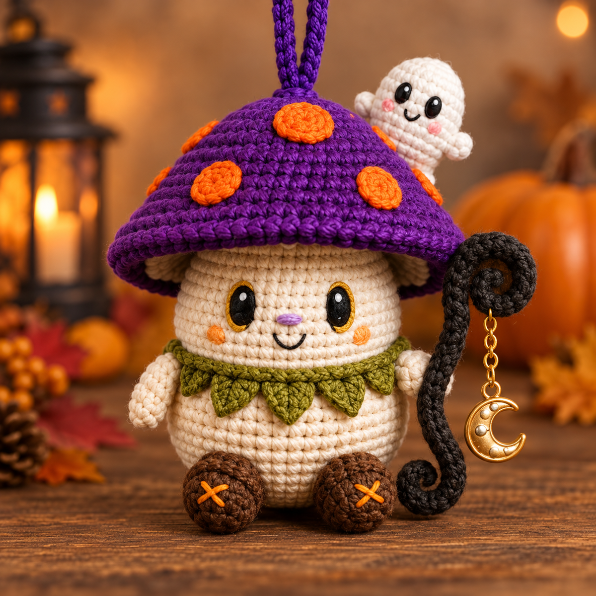 Generated product photo - Mini Mushroom Witch Ornament Crochet Pattern