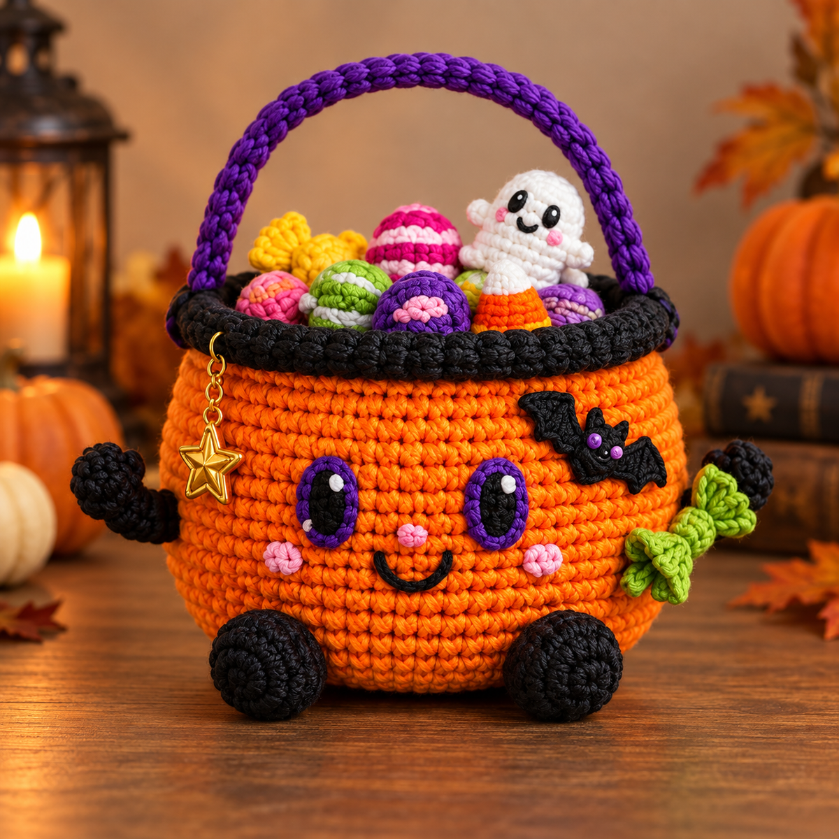 Generated product photo - Haunted Candy Bucket Crochet Pattern