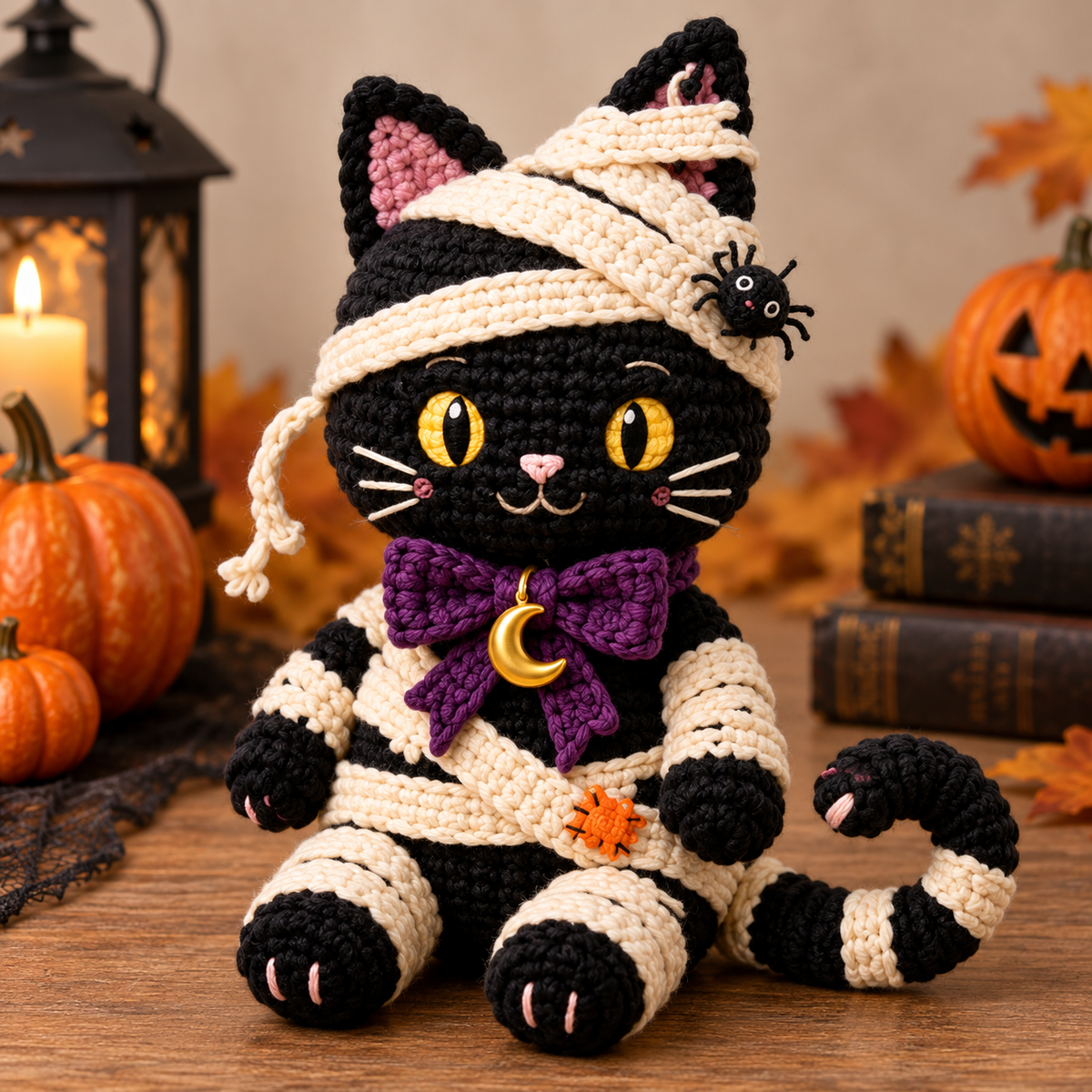 Generated product photo - Mummy Black Cat Crochet Pattern