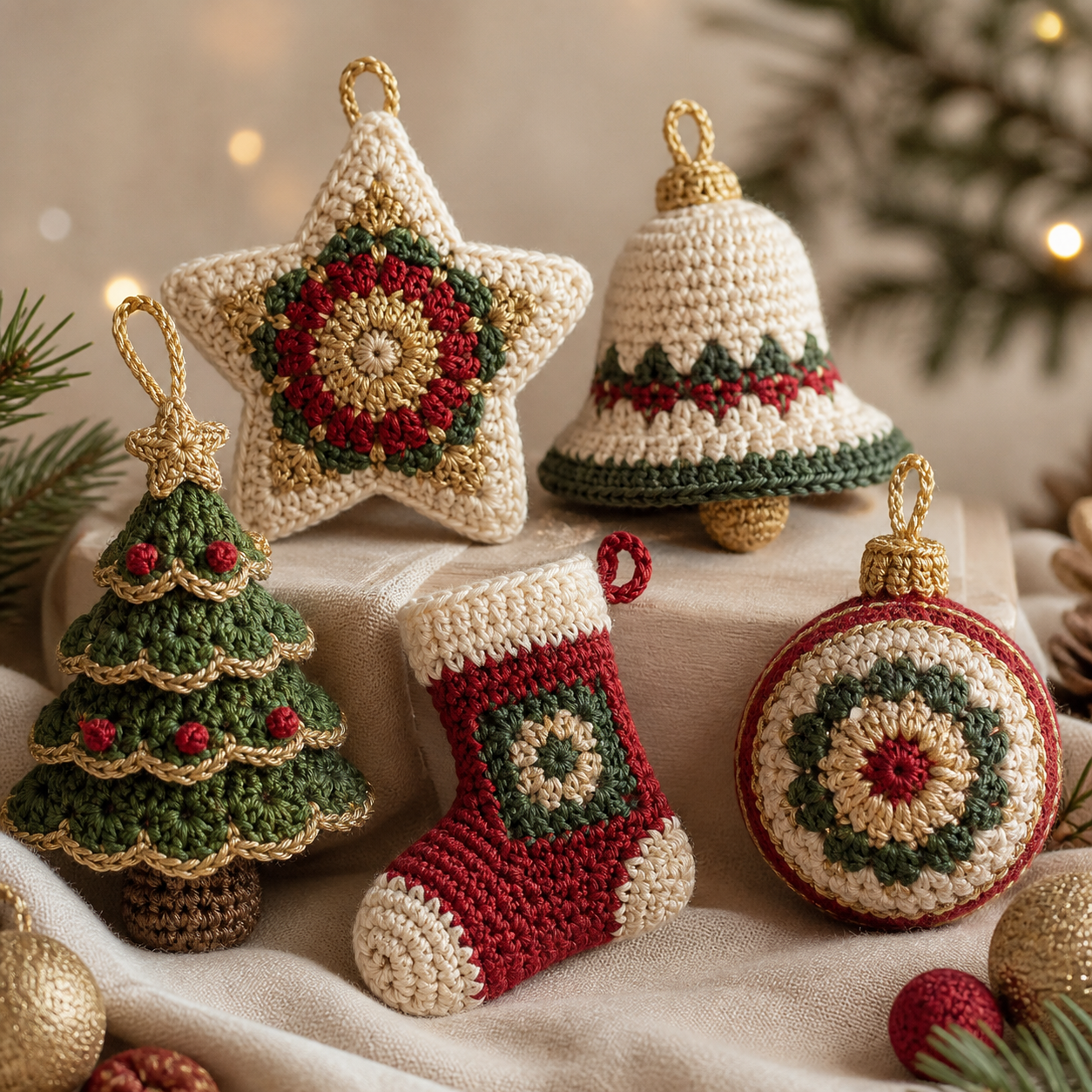 Mixed Christmas Ornament Set Crochet Pattern