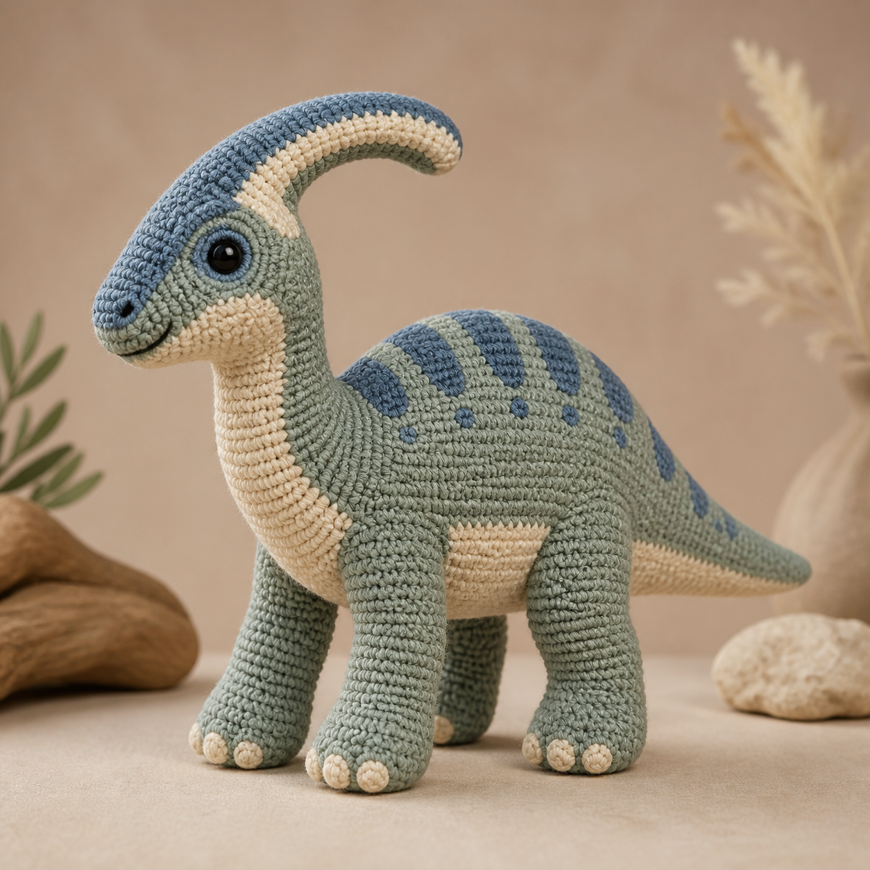 Parasaurolophus Dinosaur Amigurumi Crochet Pattern