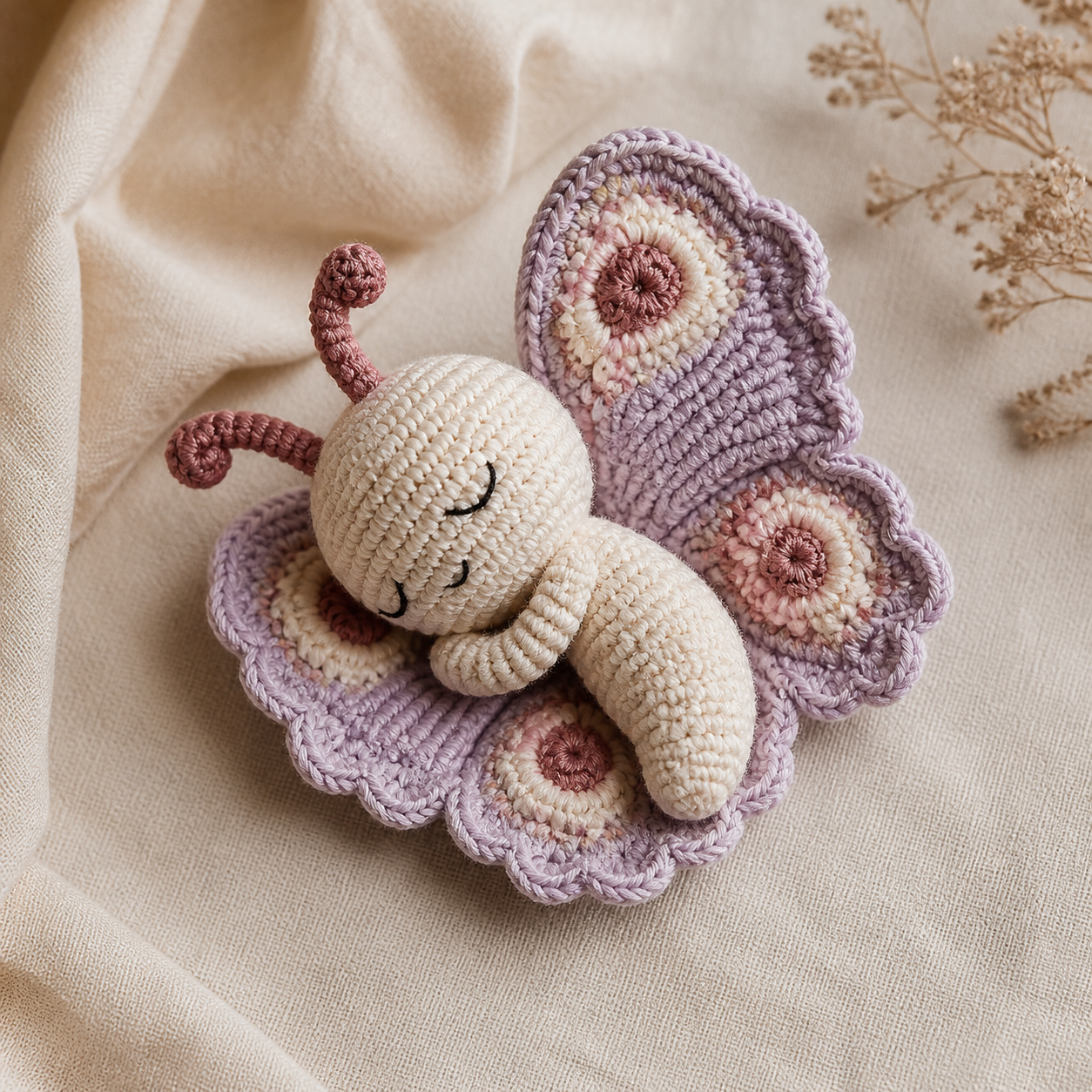 Sleeping Butterfly Amigurumi Crochet Pattern