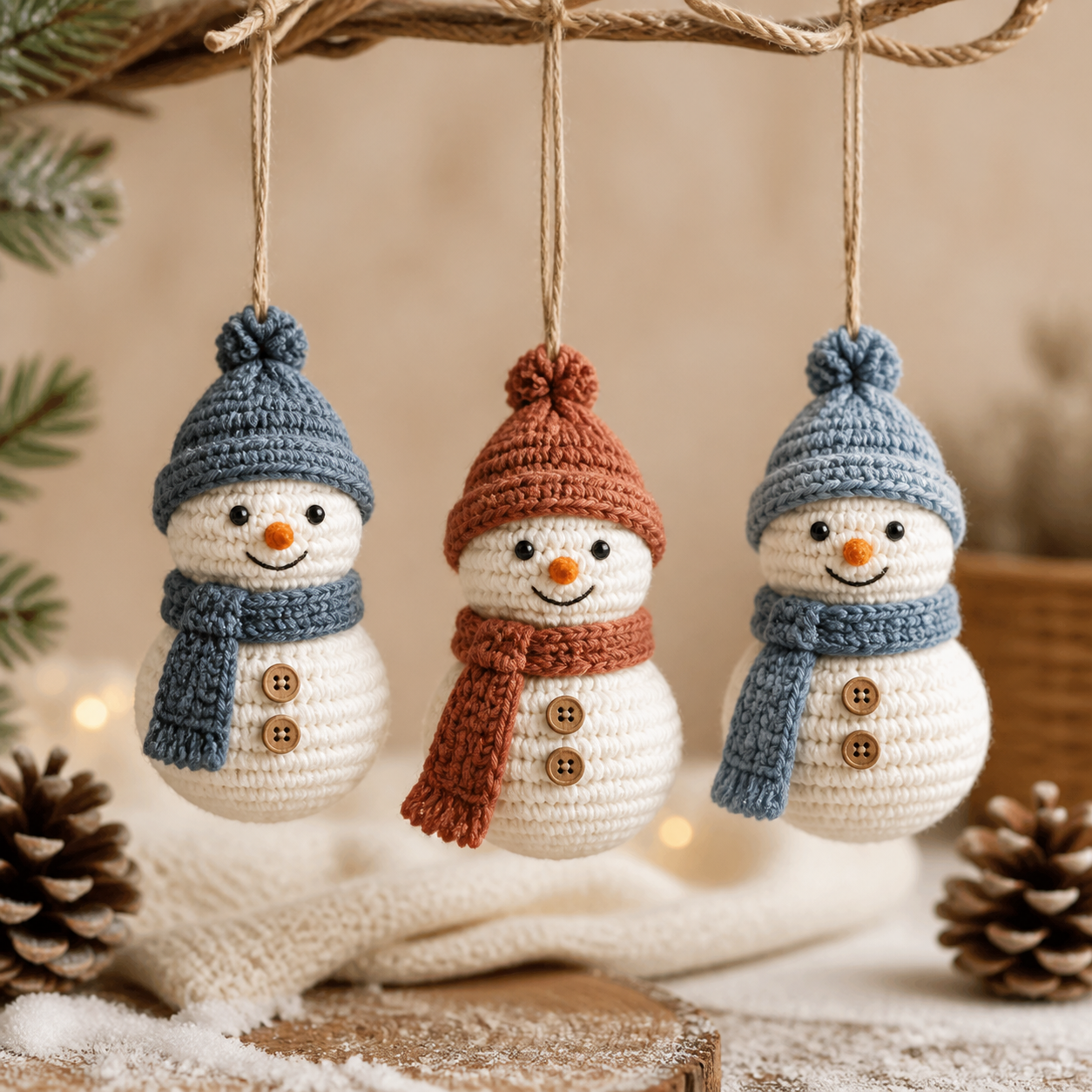 Snowman Ornaments Crochet Pattern