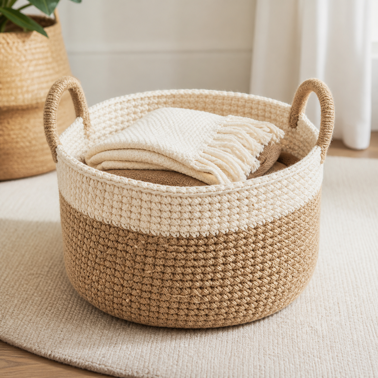 Round Storage Basket Crochet Pattern