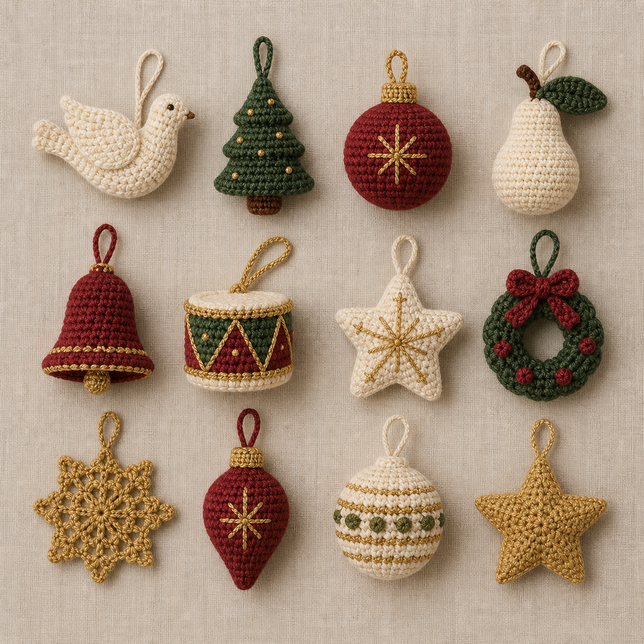 Twelve Days Holiday Ornament Collection Crochet Pattern