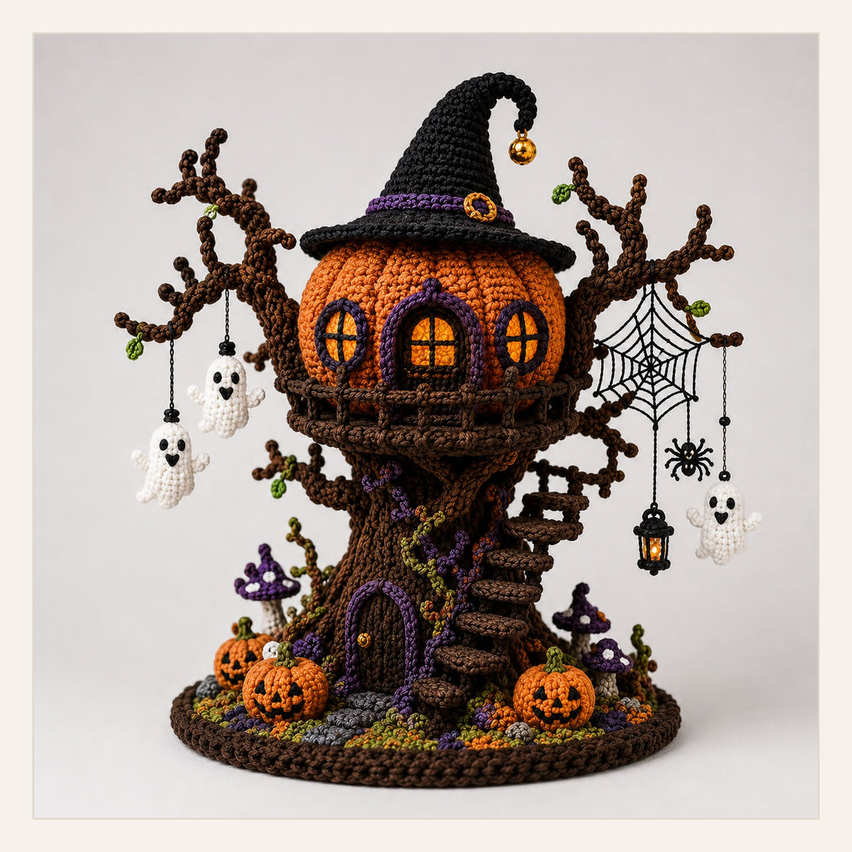 Witchwood Pumpkin Treehouse Crochet Pattern finished crochet design